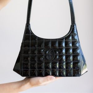 Vintage Chanel Chocolate Bar Clasp Tote Bag